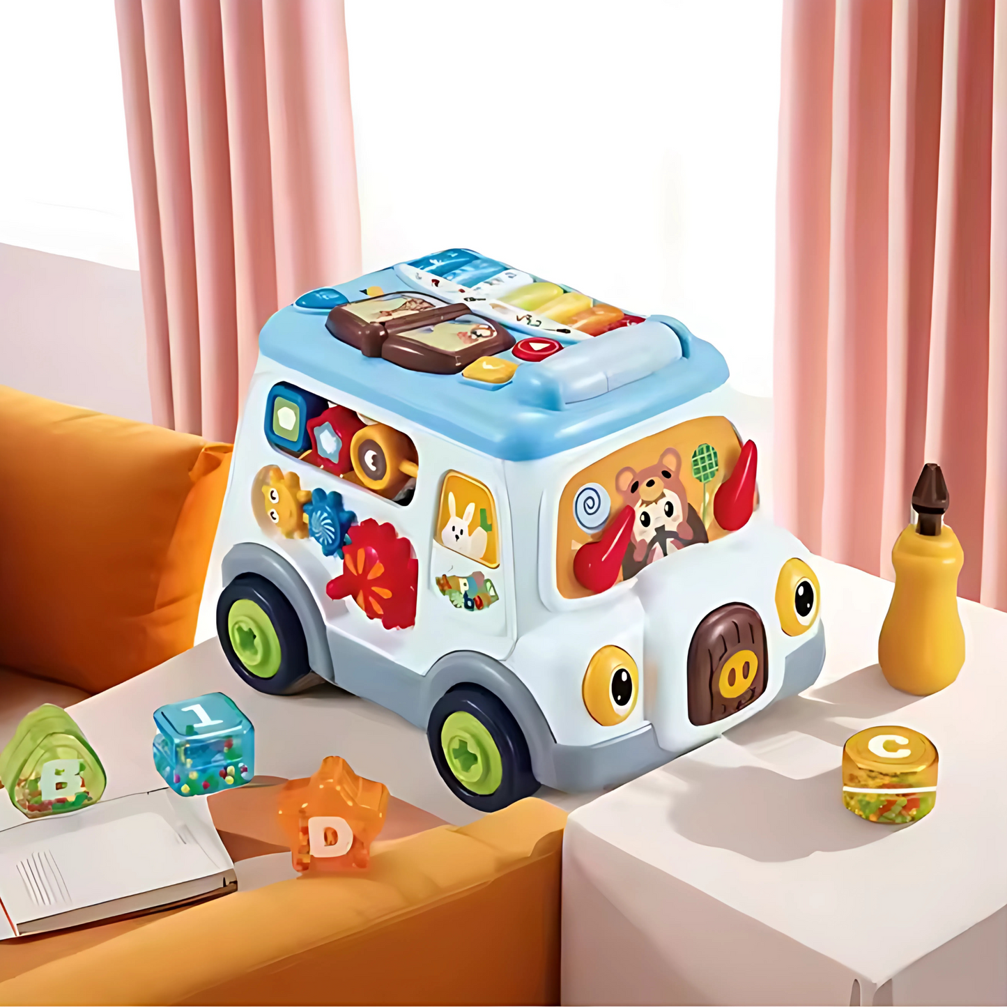 Multifunctional Busy Bus Toy for Toddlers – 2-in-1 Musical Activity Toy