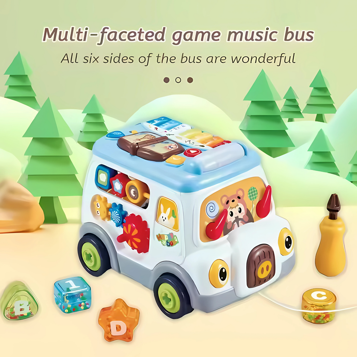 Multifunctional Busy Bus Toy for Toddlers – 2-in-1 Musical Activity Toy