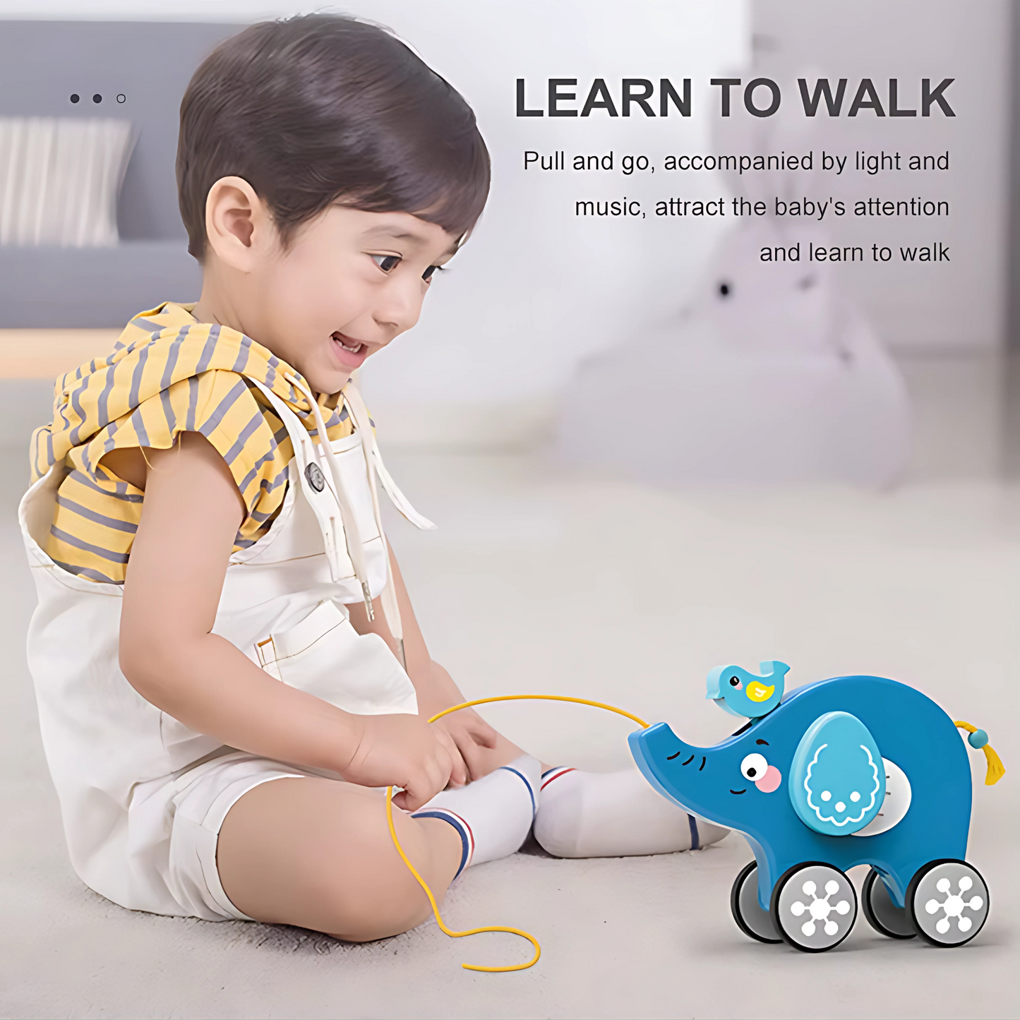 Twisoo Pull String Animal Car Toy – Educational Baby Push &amp; Pull Toy