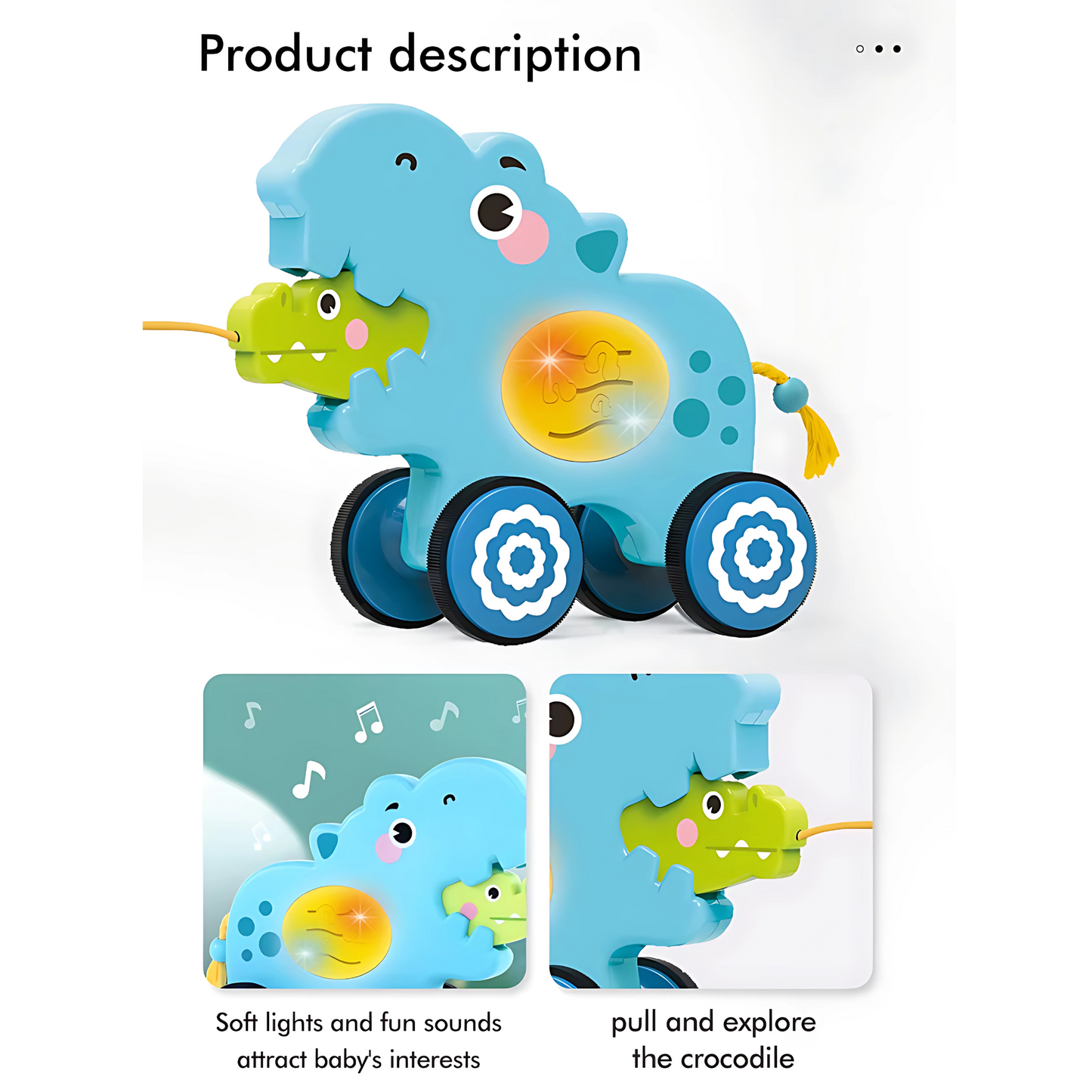 Twisoo Pull String Animal Car Toy – Educational Baby Push &amp; Pull Toy