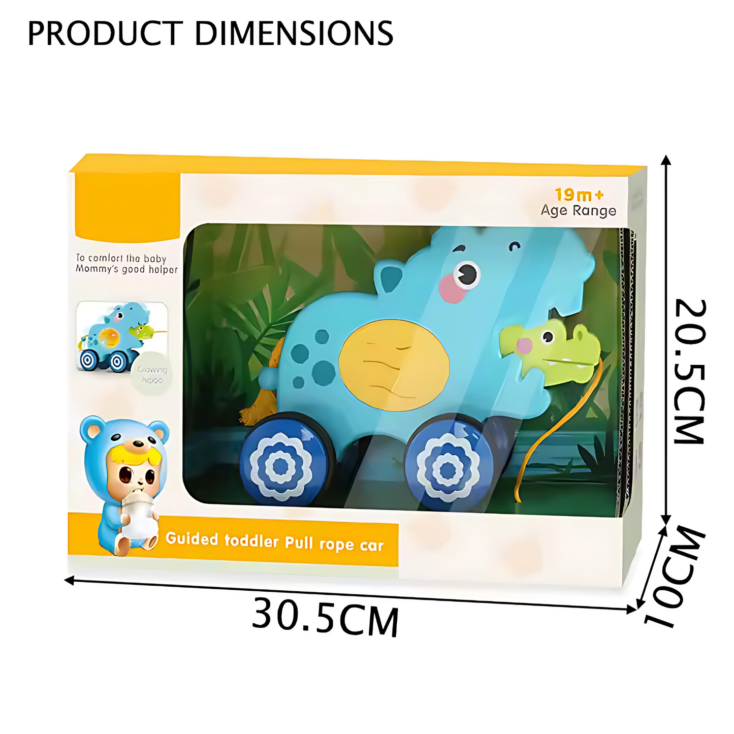 Twisoo Pull String Animal Car Toy – Educational Baby Push &amp; Pull Toy