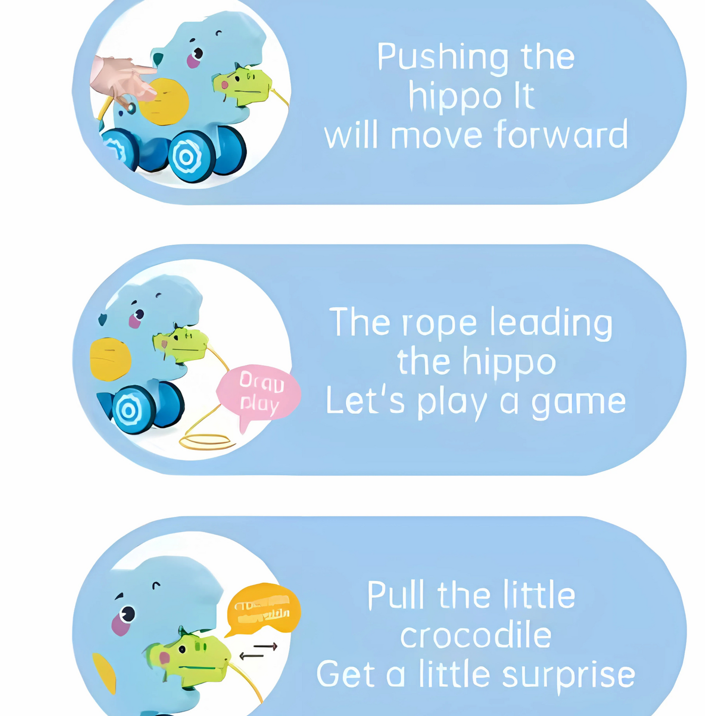 Twisoo Pull String Animal Car Toy – Educational Baby Push &amp; Pull Toy