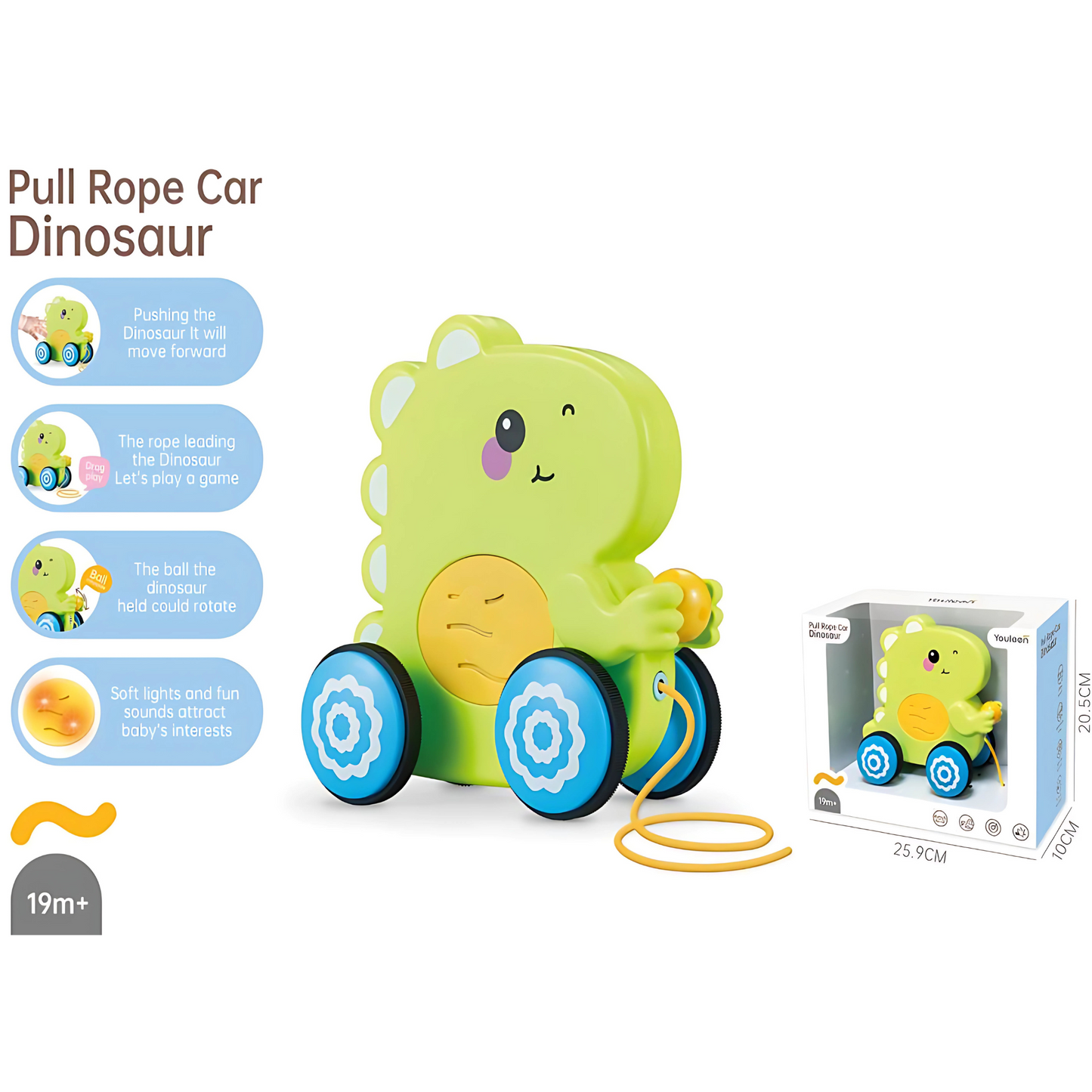 Twisoo Pull String Animal Car Toy – Educational Baby Push &amp; Pull Toy