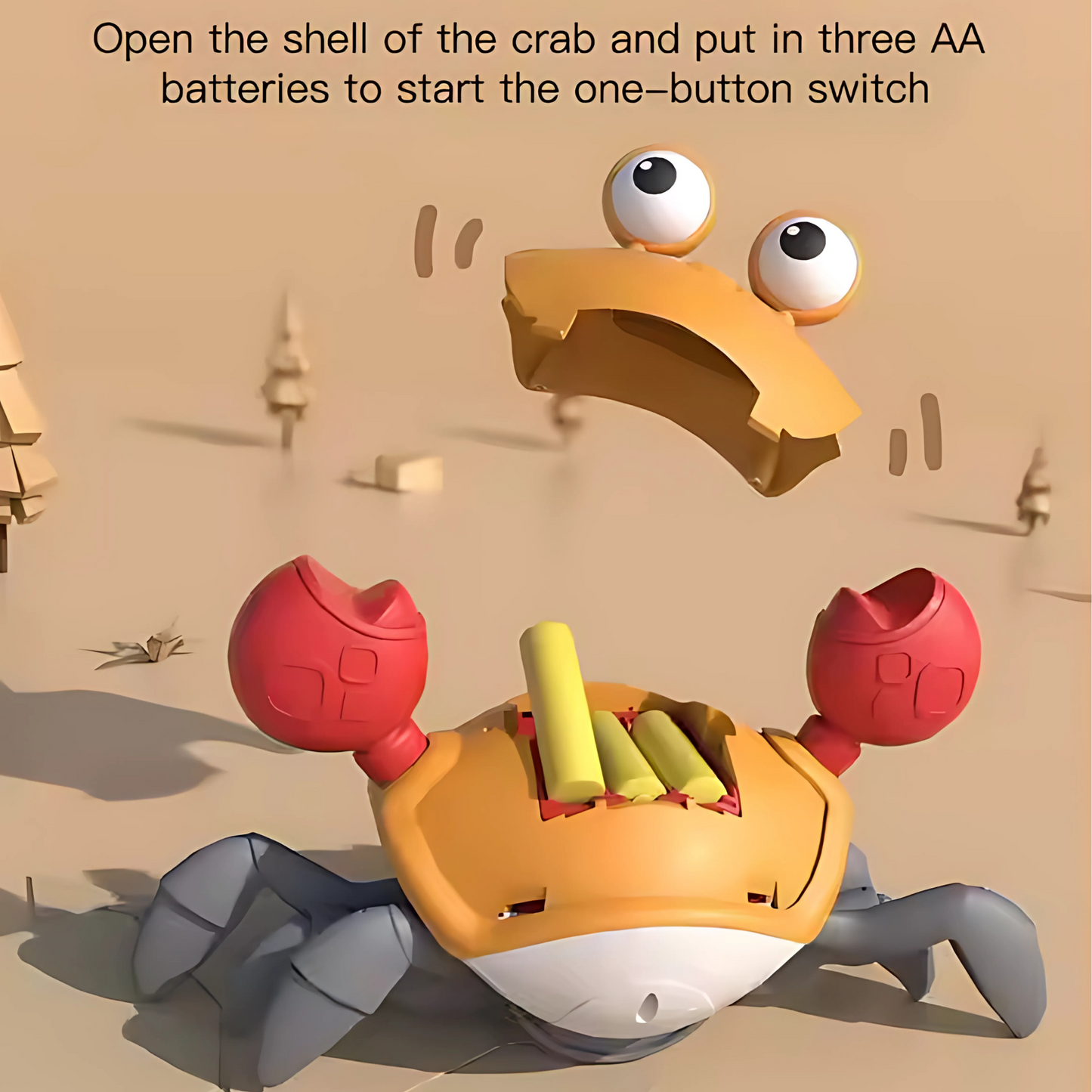 Runaway Crab Rechargeable Toy with Obstacle Sensor, Music and 2-Sided Walks