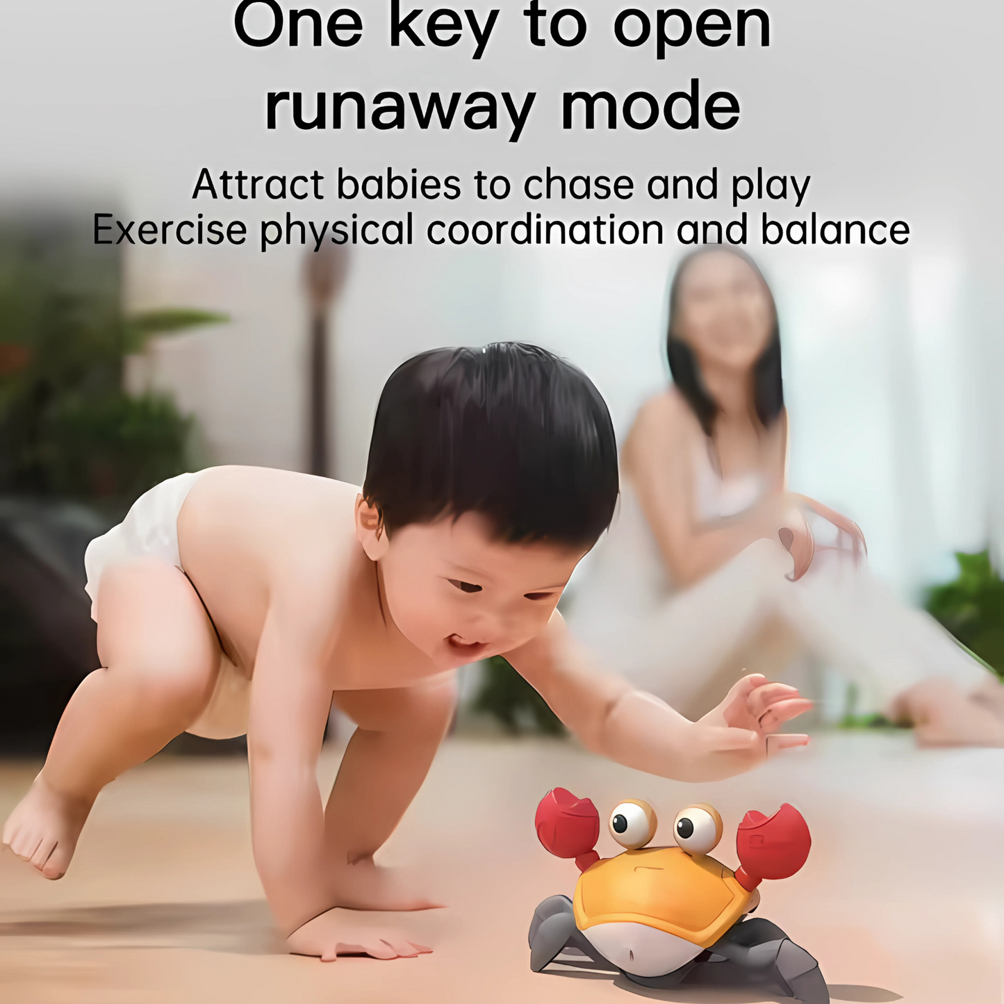 Runaway Crab Rechargeable Toy with Obstacle Sensor, Music and 2-Sided Walks