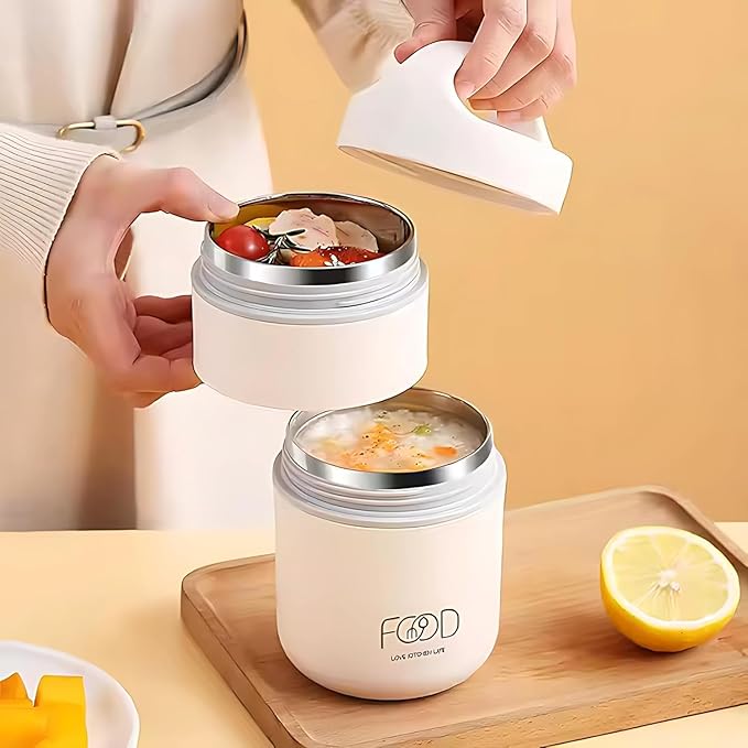 Double Soup Bowl Insulated Lunch Container Thermos Steel Food Jar