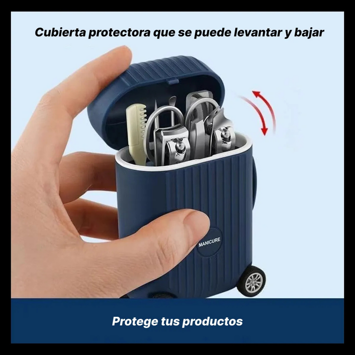 8-Piece Nail Clipper Set with Mini 4-Wheel Travel Trolley