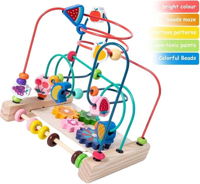 Wooden Bead Maze Roller Coaster Toy for Toddlers - Early Learning Toy