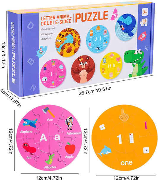 Wooden Letter & Number Puzzle Educational Toy for Kids