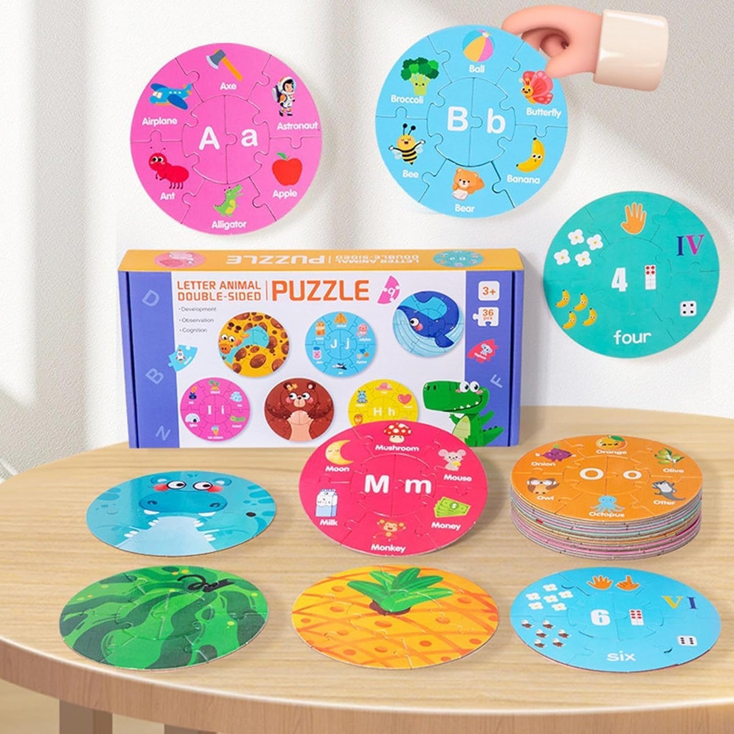 Wooden Letter & Number Puzzle Educational Toy for Kids