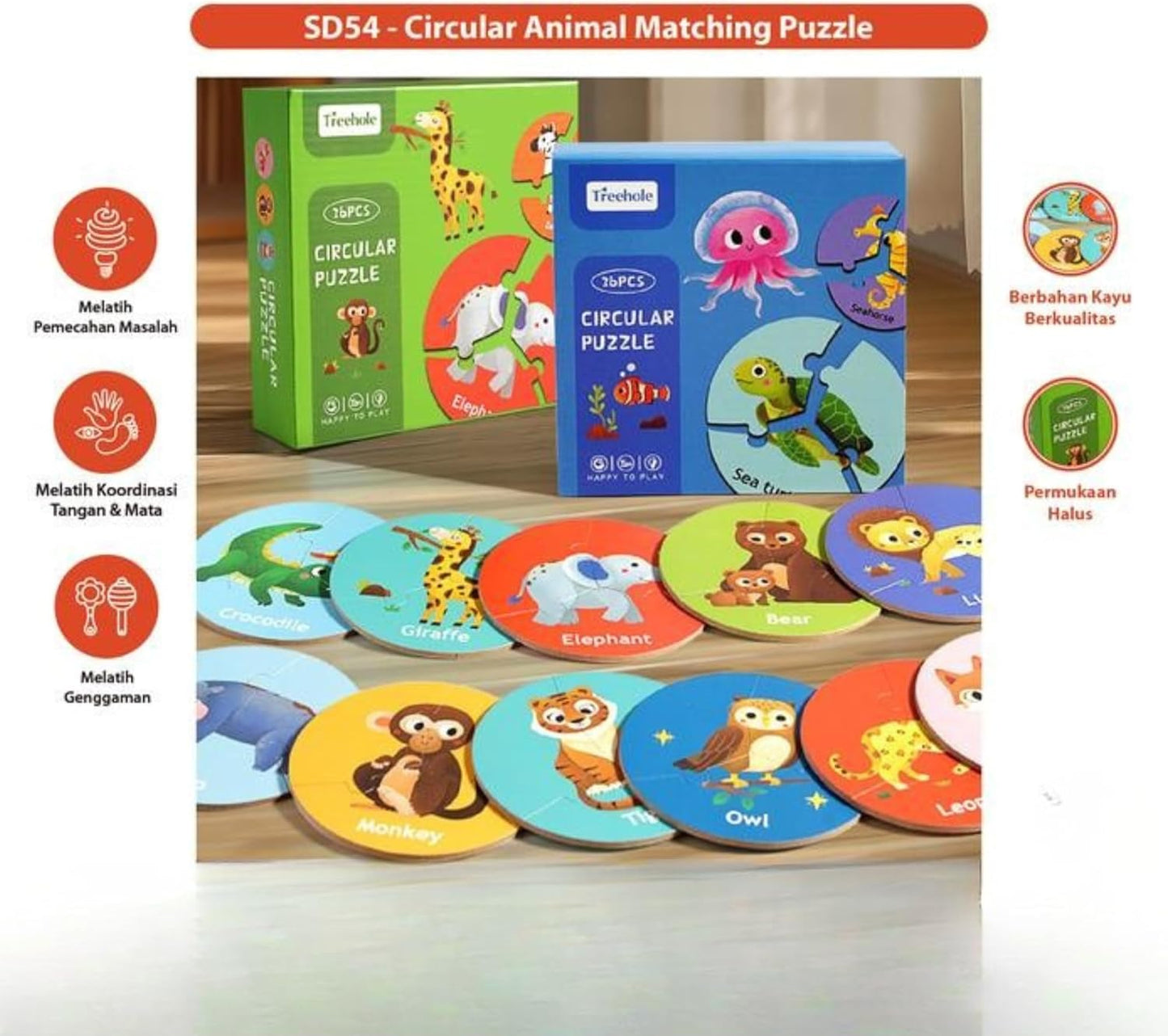 Children Educational Wooden Puzzle Toy 36-Piece (Forest & Ocean)