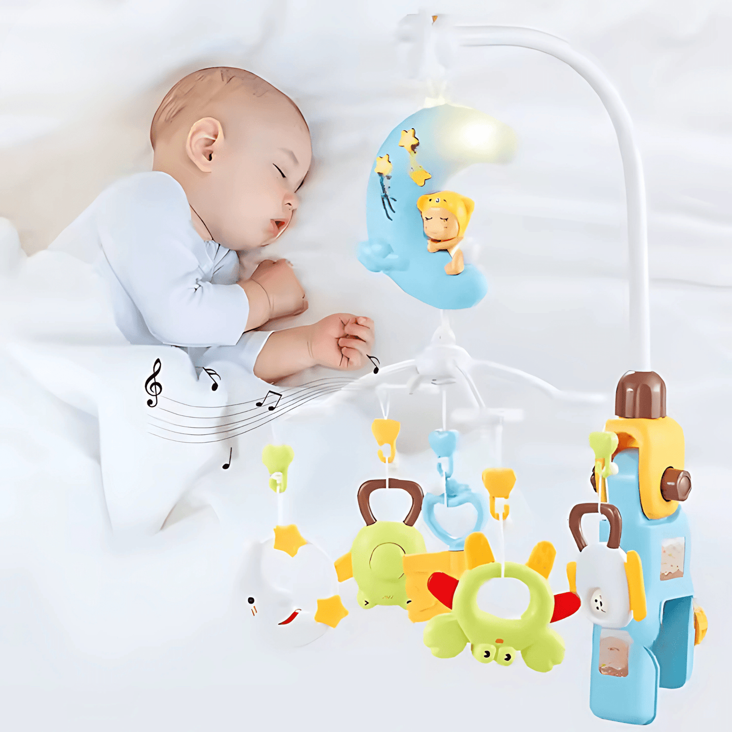 Baby Crib Mobile with Music &amp; Remote – 360° Rotating Hanging Rattle Toy - Twisoo