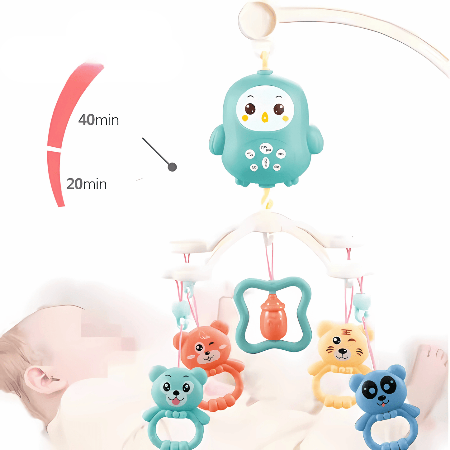 Baby Crib Mobile with Music & Remote – 360° Rotating(Hanging Rattle Toy) - Twisoo