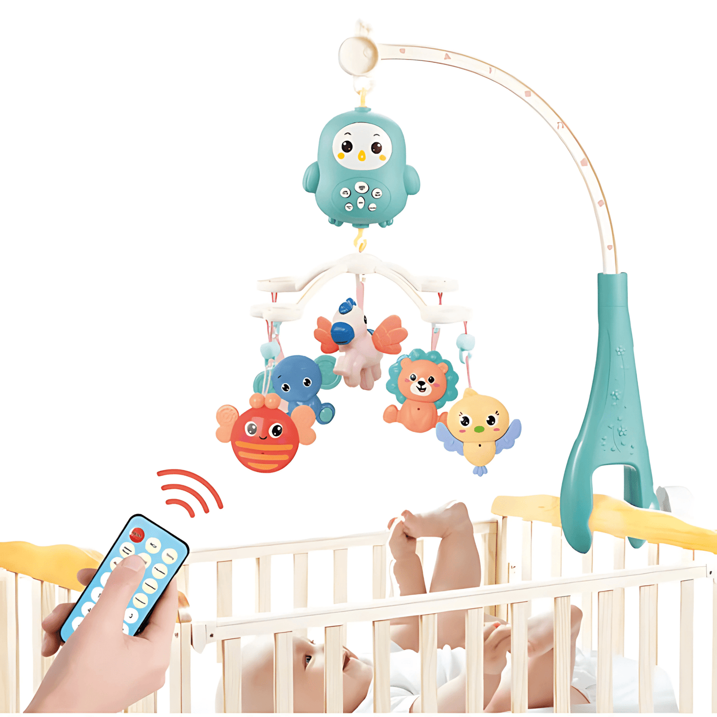 Baby Crib Mobile with Music & Remote – 360° Rotating(Hanging Rattle Toy) - Twisoo