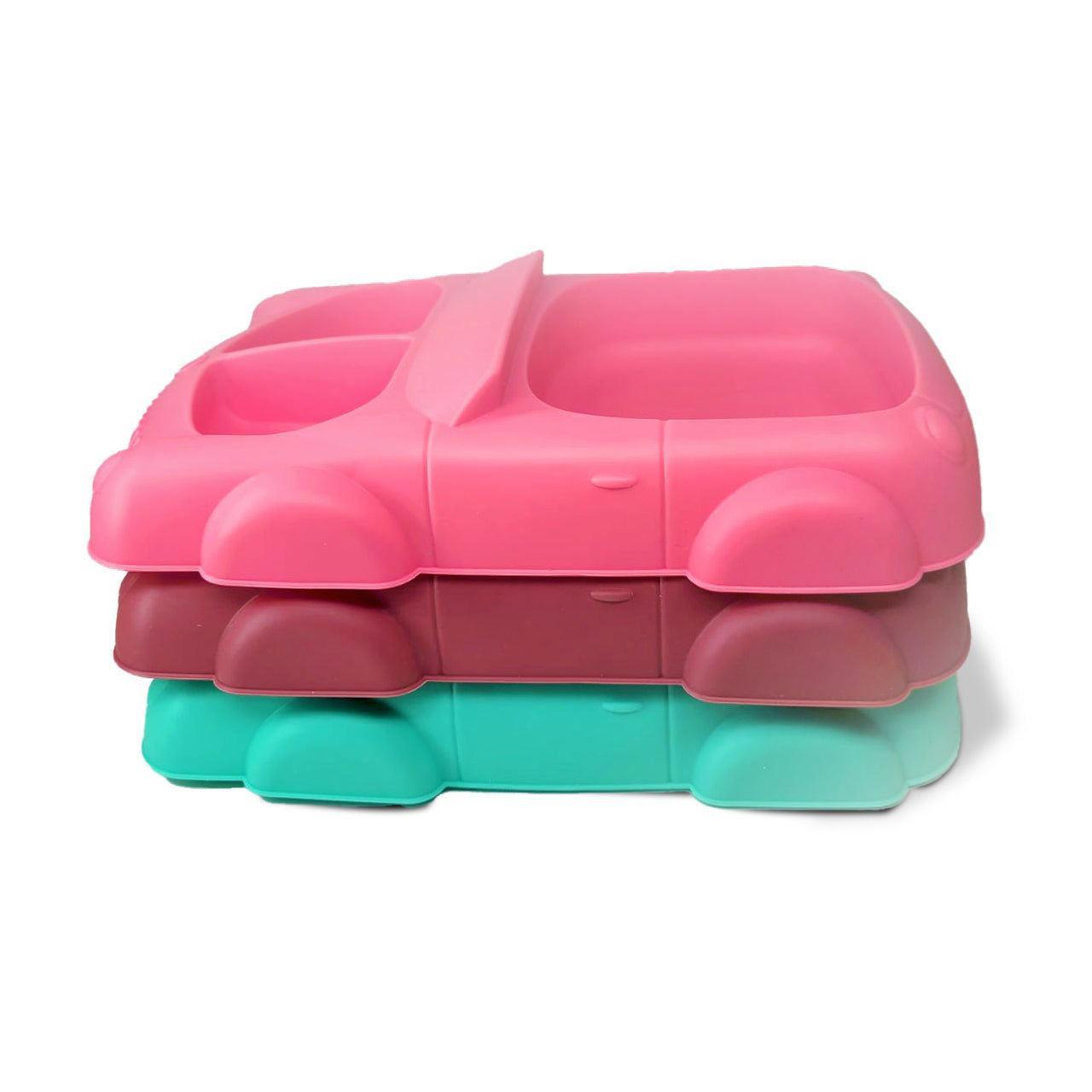 Baby Food Plate - Car Design with Wooden Spoon for Babies and Kids - Twisoo