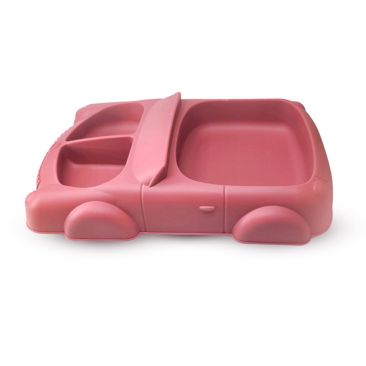 Baby Food Plate - Car Design with Wooden Spoon for Babies and Kids - Twisoo