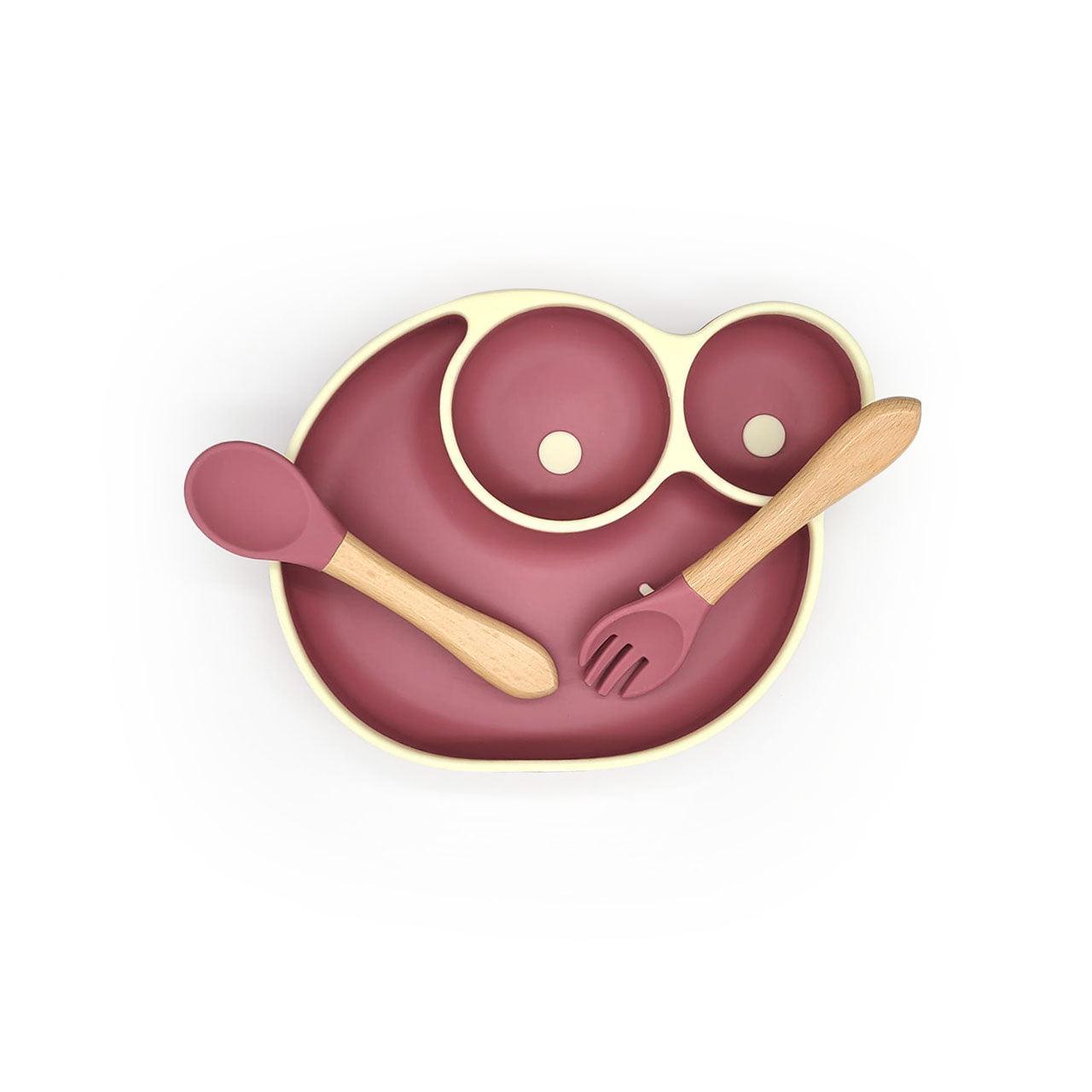 Baby Food Plate - Snail Design with Wooden Spoon - Twisoo