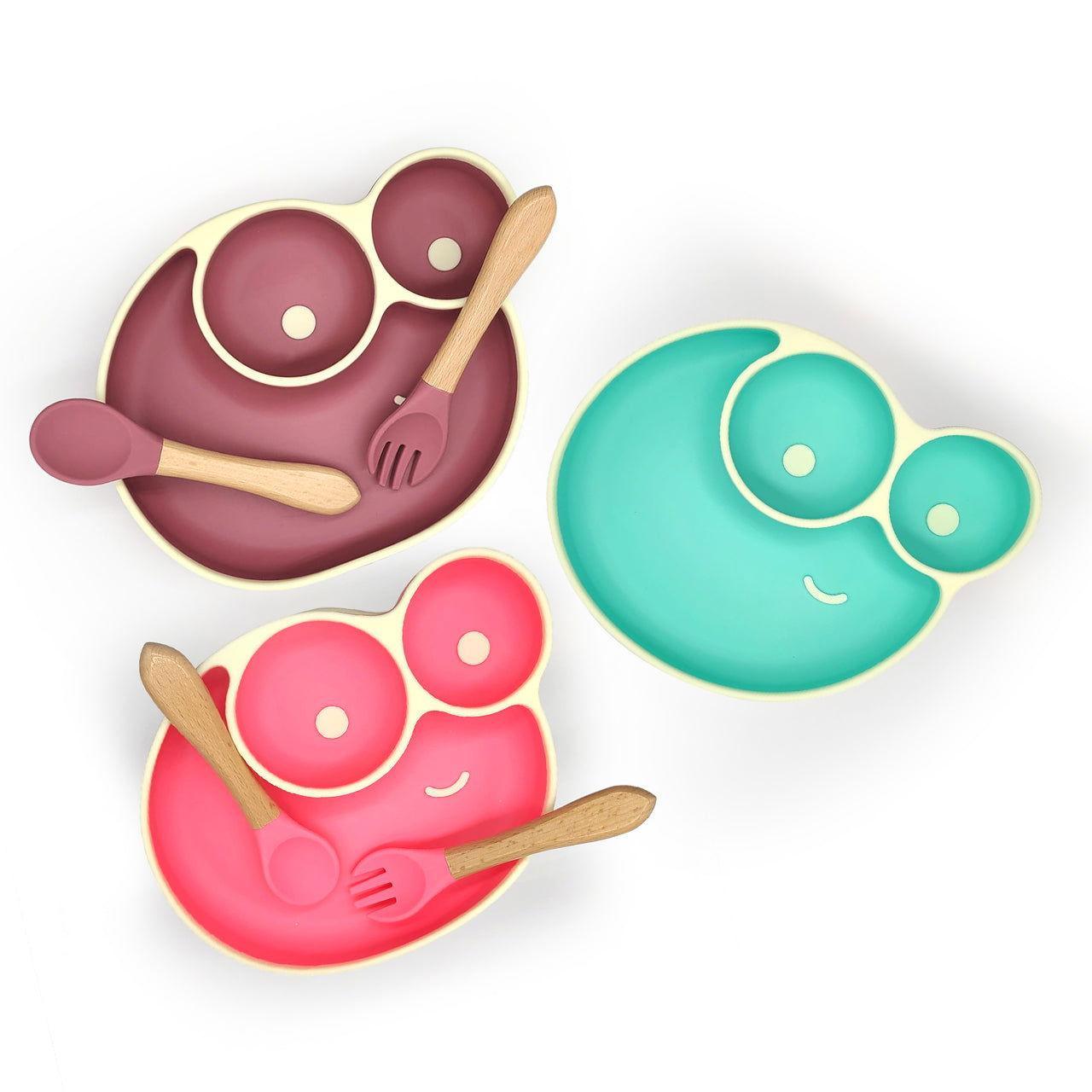Baby Food Plate - Snail Design with Wooden Spoon - Twisoo