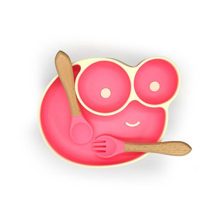 Baby Food Plate - Snail Design with Wooden Spoon - Twisoo