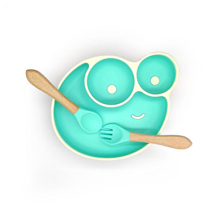 Baby Food Plate - Snail Design with Wooden Spoon - Twisoo