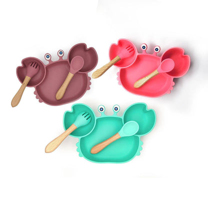 Baby Silicon Food Plate - Cute Crab Design - Twisoo