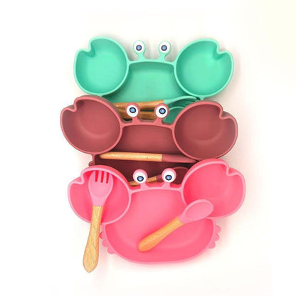 Baby Silicon Food Plate - Cute Crab Design - Twisoo