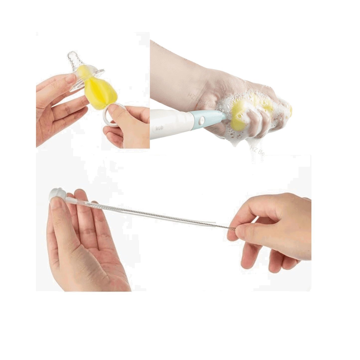 BBET 3Pcs Silicone Baby Nipple Bottle Cleaner Set - Twisoo