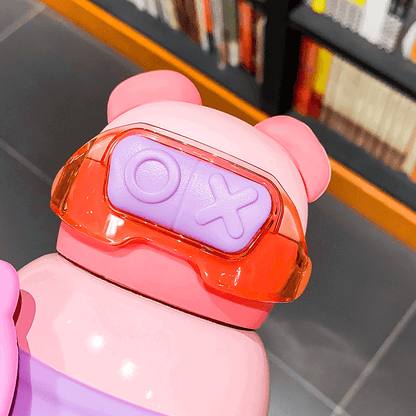 Bear Design Stainless Steel Water Bottle for Kids with Portable Strap 🐻 - Twisoo