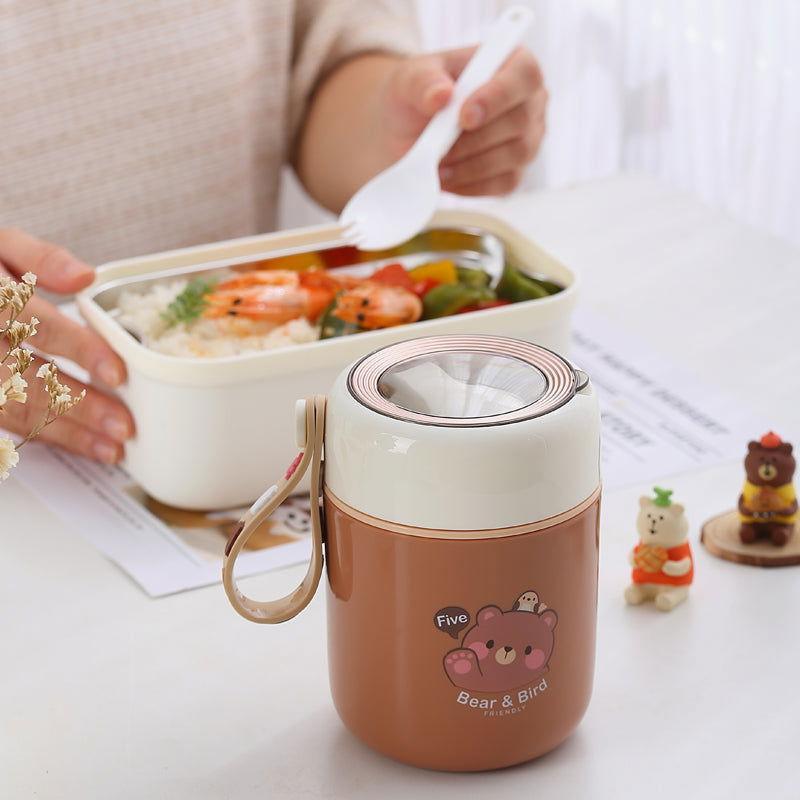 Bear Vacuum Food Jar - Stainless Steel with Spoon (450ml) - Twisoo