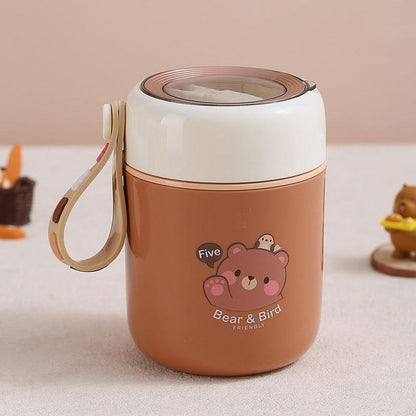 Bear Vacuum Food Jar - Stainless Steel with Spoon (450ml) - Twisoo