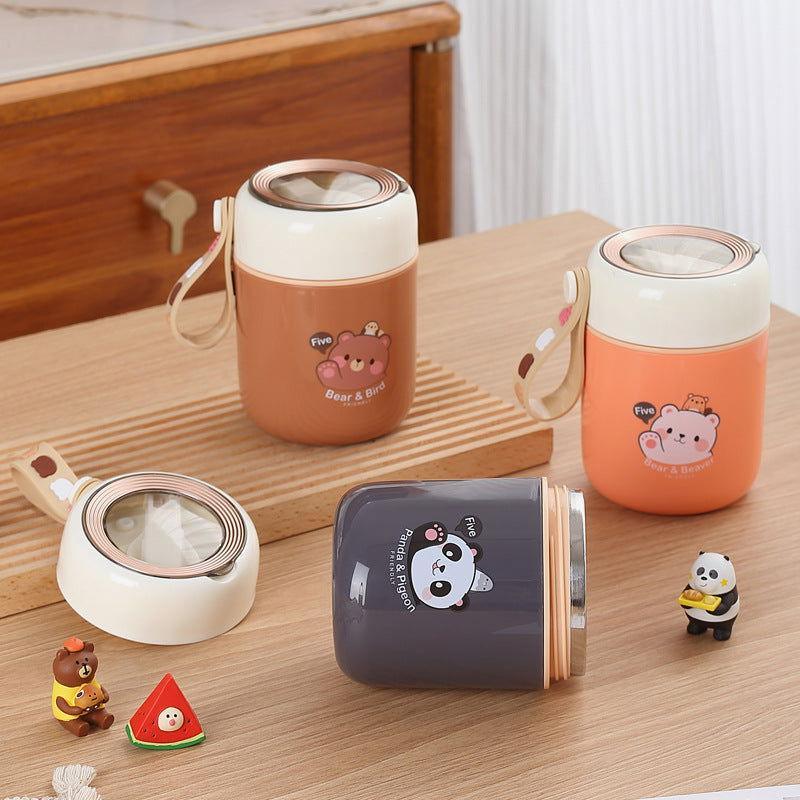 Bear Vacuum Food Jar - Stainless Steel with Spoon (450ml) - Twisoo