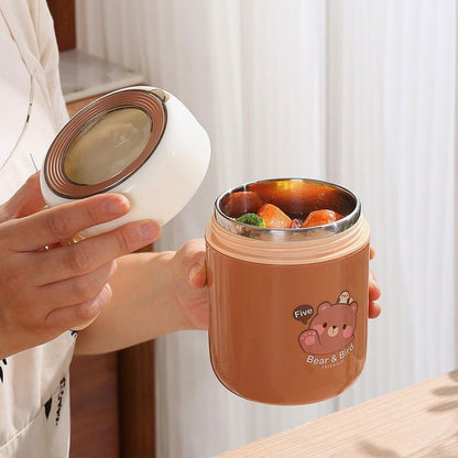 Bear Vacuum Food Jar - Stainless Steel with Spoon (450ml) - Twisoo