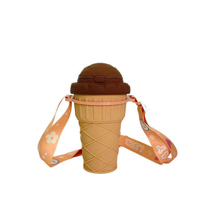 Children’s Ice Cream - Themed Sipper Water Bottle with Strap - Twisoo