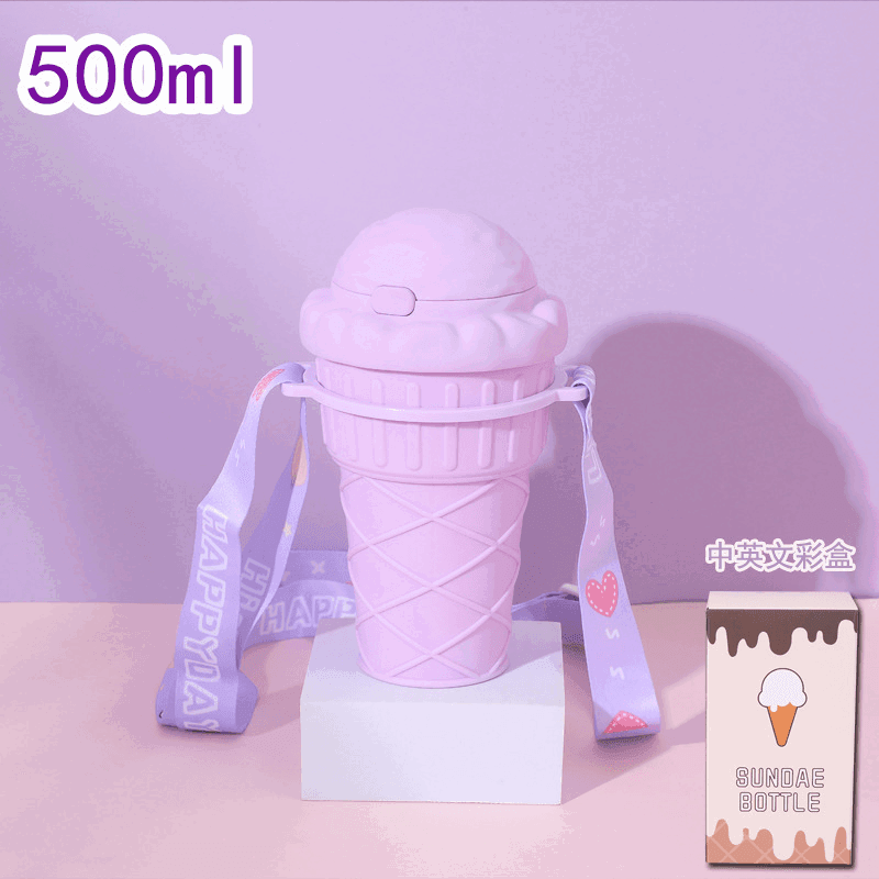 Children’s Ice Cream - Themed Sipper Water Bottle with Strap - Twisoo