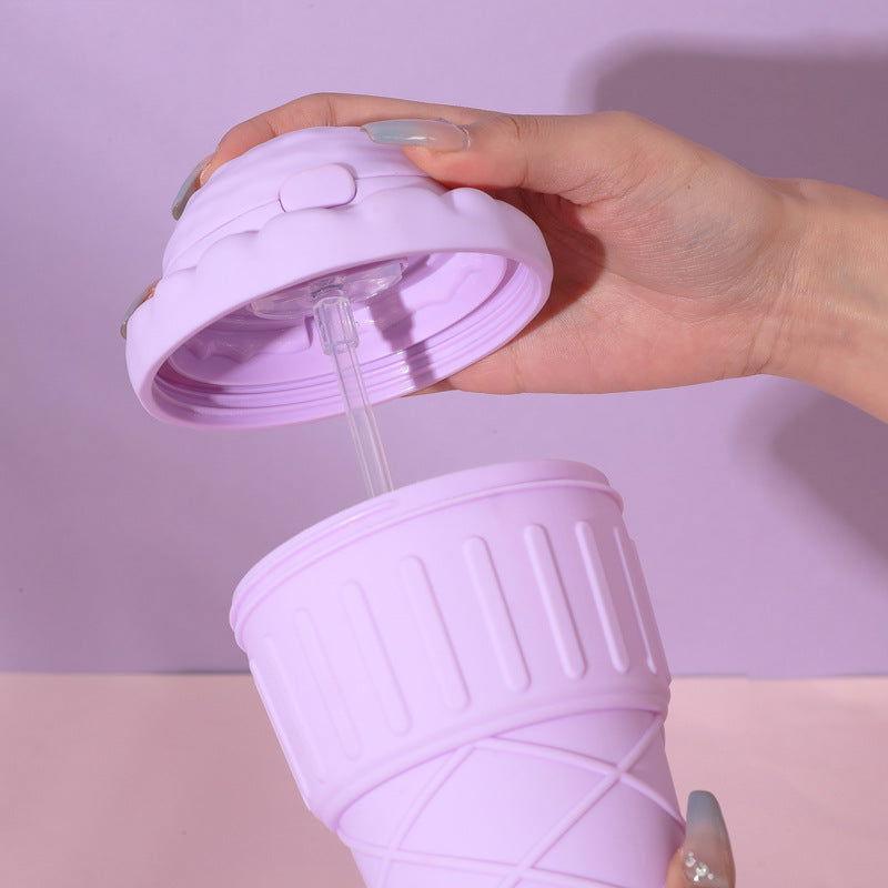 Children’s Ice Cream - Themed Sipper Water Bottle with Strap - Twisoo