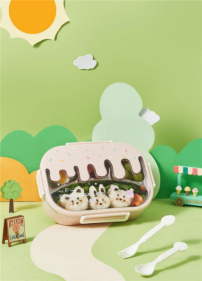 Creative 2 Grid Ice - cream Steel Lunch Box for Kids - Twisoo