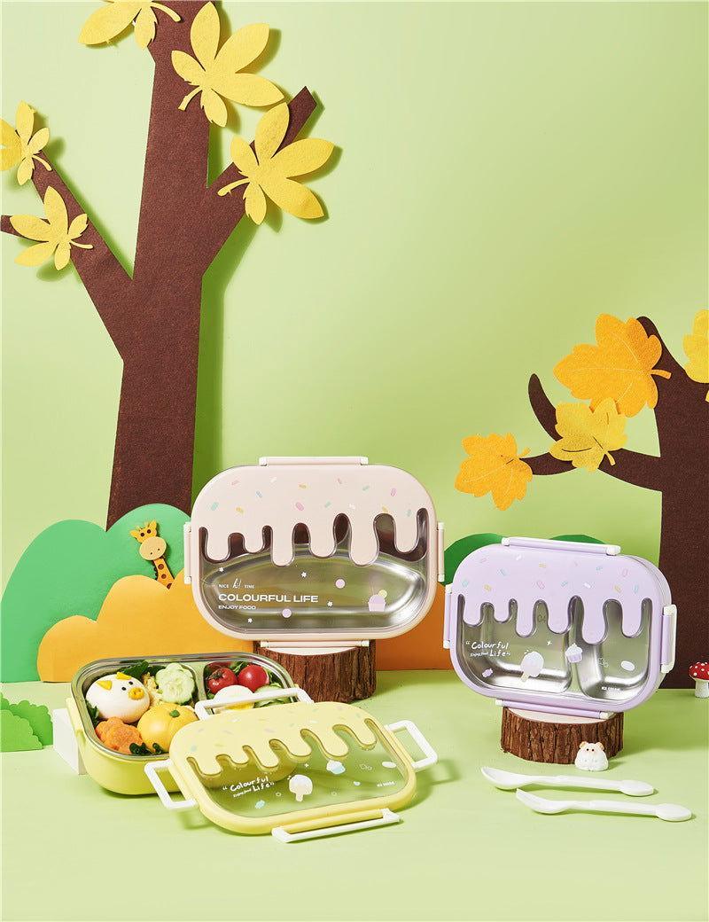 Creative 2 Grid Ice - cream Steel Lunch Box for Kids - Twisoo