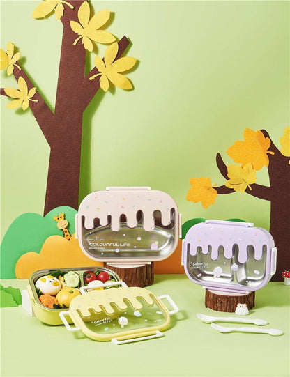 Creative 2 Grid Ice - cream Steel Lunch Box for Kids - Twisoo