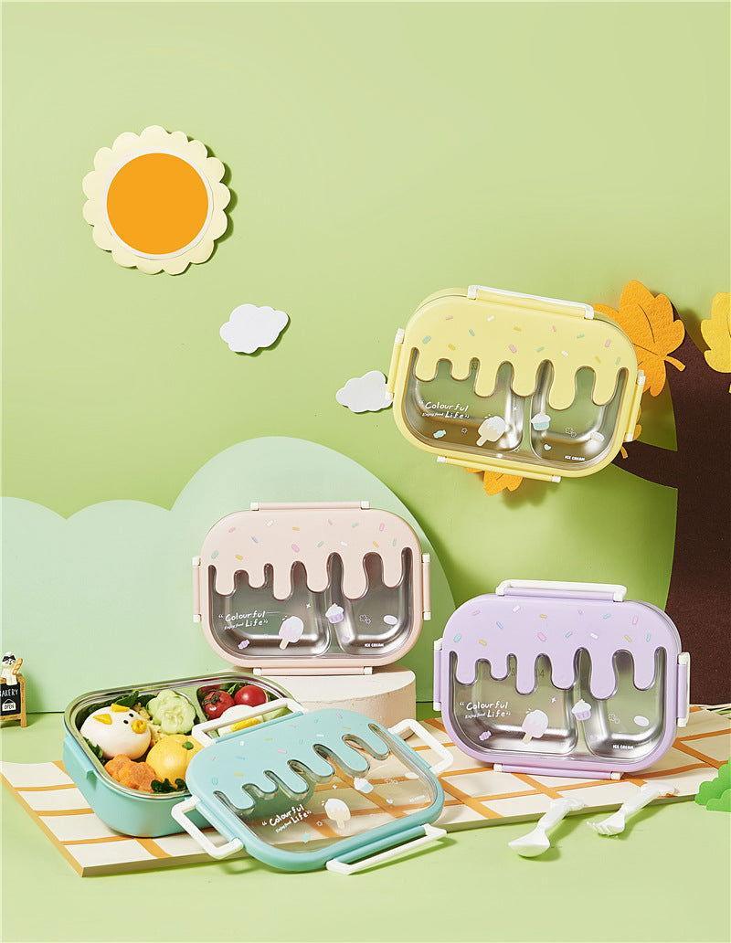 Creative 2 Grid Ice - cream Steel Lunch Box for Kids - Twisoo
