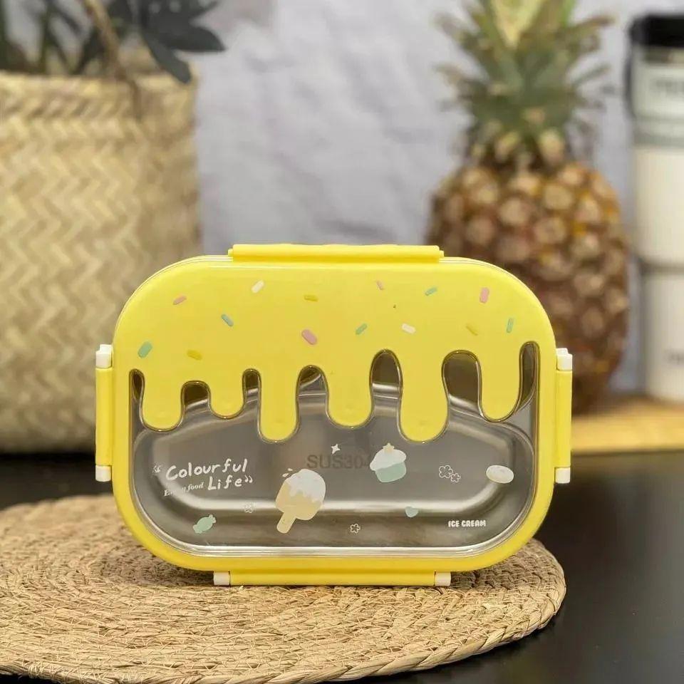 Creative 2 Grid Ice - cream Steel Lunch Box for Kids - Twisoo