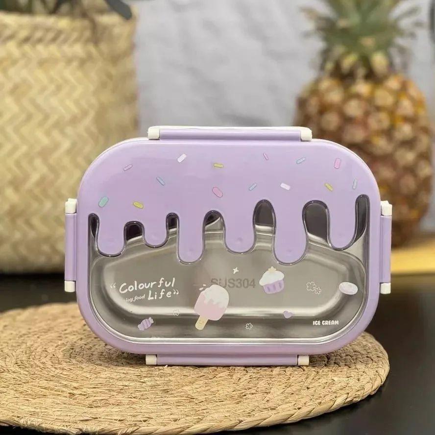 Creative 2 Grid Ice - cream Steel Lunch Box for Kids - Twisoo