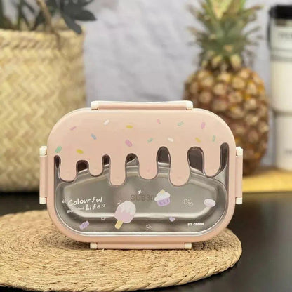 Creative 2 Grid Ice - cream Steel Lunch Box for Kids - Twisoo