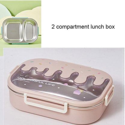Creative 2 Grid Ice - cream Steel Lunch Box for Kids - Twisoo