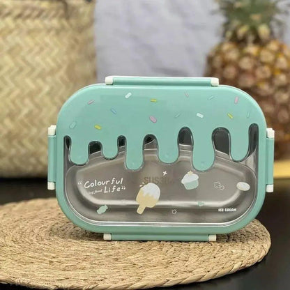 Creative 2 Grid Ice - cream Steel Lunch Box for Kids - Twisoo