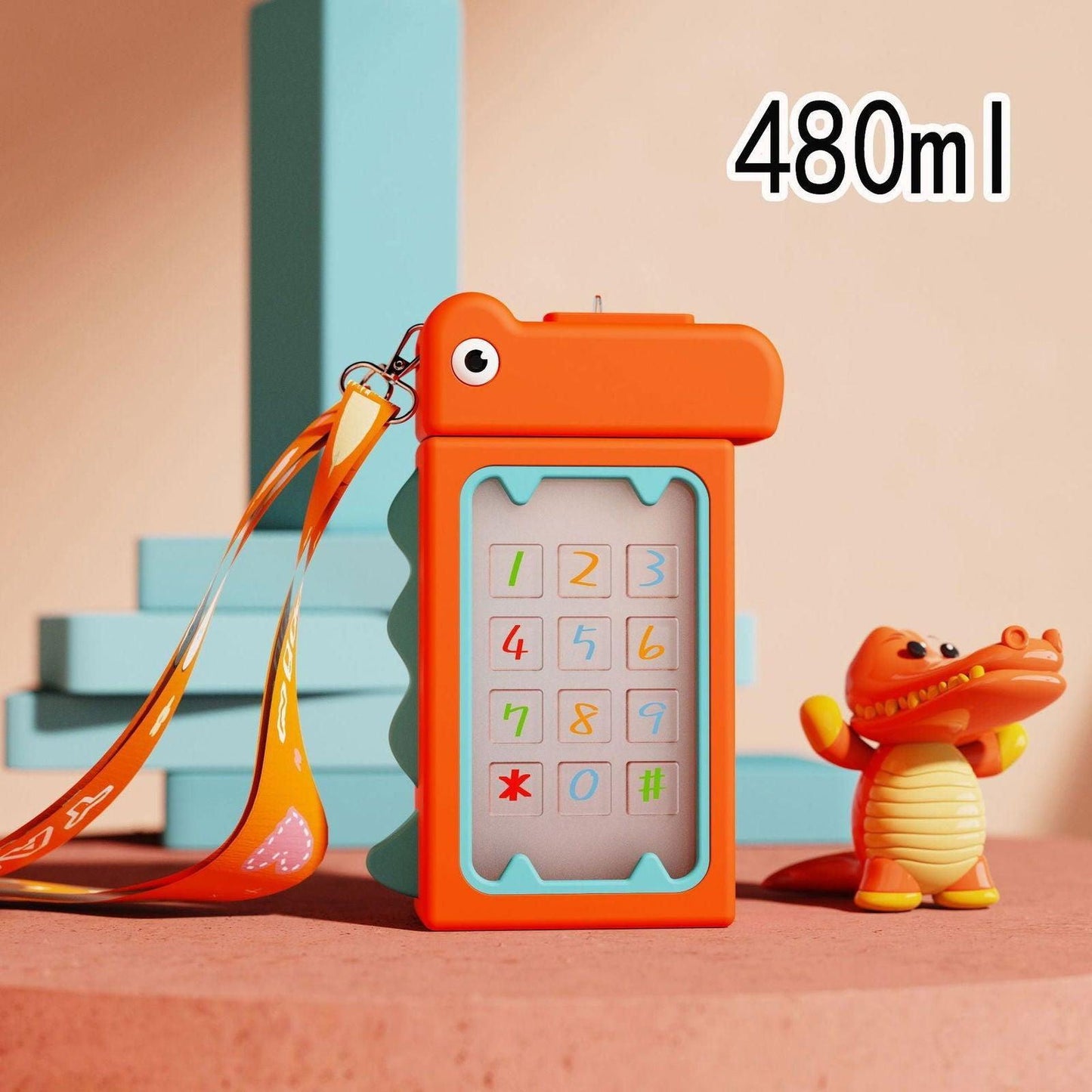 Creative Dino Water Bottle for Kids with Portable Strap - Twisoo