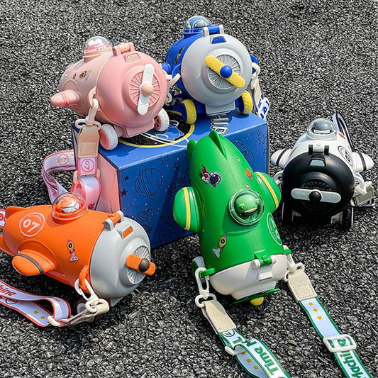 Cute Aircraft Shape Water Bottle for Kids with Portable Strap - Twisoo