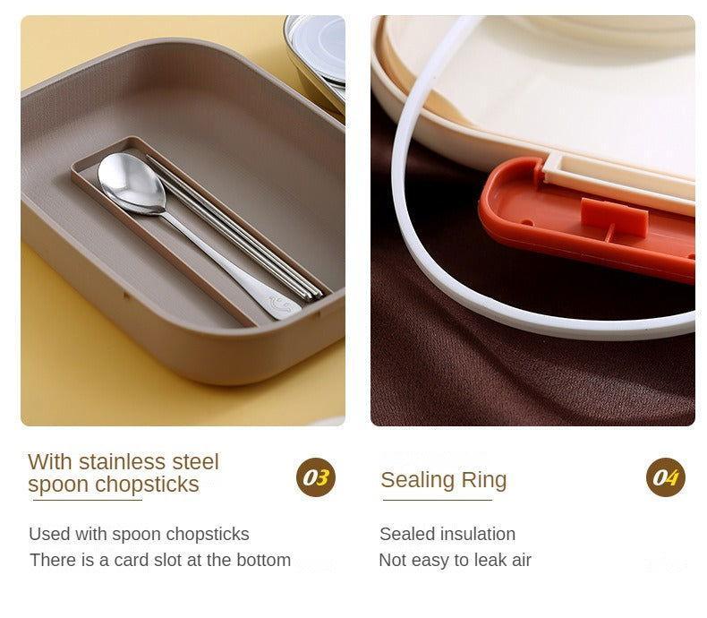 Cute Cartoon Bento - Stainless Steel Lunch Box with Spoon and Sauce Bowl for Kids 🍱 - Twisoo