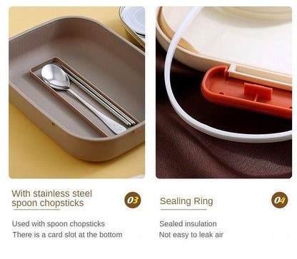 Cute Cartoon Bento - Stainless Steel Lunch Box with Spoon and Sauce Bowl for Kids 🍱 - Twisoo