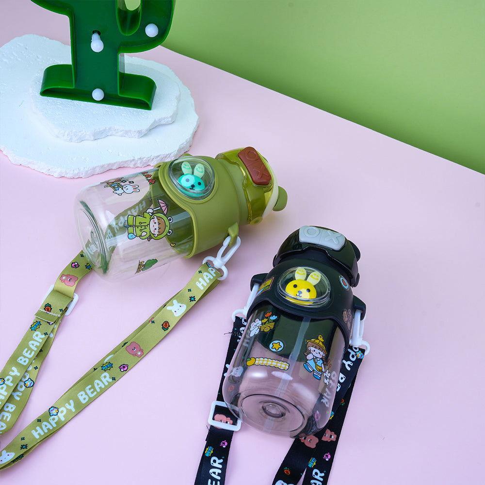 Cute Cartoon Plastic Water Bottle for Children with Portable Strap - Twisoo