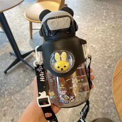 Cute Cartoon Plastic Water Bottle for Children with Portable Strap - Twisoo